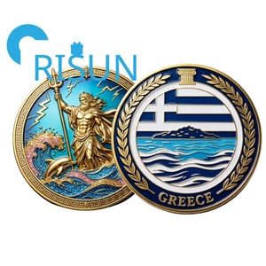 Moneda de desafío griega antigua 3D de metal, latón y bronce, con logotipo esmaltado personalizado, estilo romano y espartano, para venta al por mayor - Product Image 1