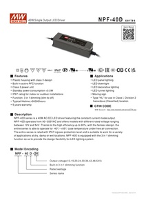 Có nghĩa là tốt <span class=keywords><strong>NPF</strong></span>-<span class=keywords><strong>40D</strong></span>-<span class=keywords><strong>30</strong></span> 30V 1.34a 40.2W dẫn lái xe không thấm nước điện PFC thấp không tải MEANWELL điện - Product Image 3