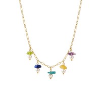 Ensemble de bijoux YW, pendentif en pierre naturelle, accessoires, bracelet en acier titane, collier de perles