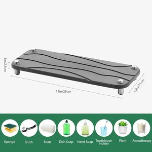 Plateau en pierre à séchage instantané absorbant l'eau diatomite plateau d'évier de cuisine pour tasse brosse organisateur de comptoir de salle de bain - Product Image 5