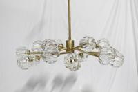 Lustre et suspension LED YH minimalistes en laiton brossé avec boule de cristal multi-facettes pour salle à manger et cuisine