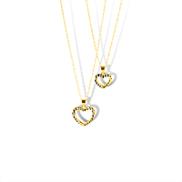 Collier pendentif cœur en argent sterling 925 plaqué or, design creux simple, cadeau de couple minimaliste et tendance pour anniversaire, bijoux