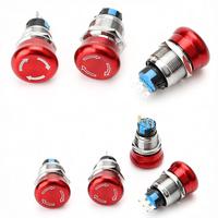 Bouton poussoir d'arrêt d'urgence rouge 240V, éclairé, clignotant rouge, contacts de sécurité 2NC 1NO/1NC, connecteur rapide 19mm 8 broches