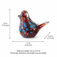 Décoration d'art moderne artisanale, figurine d'oiseau en verre de Murano émaillé, paon coloré, décoration de bureau à domicile, cadeau