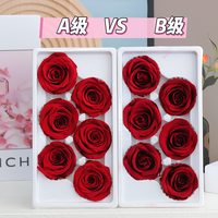 Vente en gros de roses conservées de 5 à 6 cm, tête de bourgeon au toucher réel pour la décoration intérieure, rose éternelle pour la remise des diplômes de Noël
