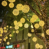 Vente directe d'usine, lumières LED en forme de boule de rotin, lumières suspendues pour l'extérieur, IP66, résistantes à la pluie, lumières pour arbres, commande par bouton, guirlandes lumineuses colorées