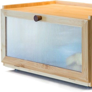 กล่องขนมปังไม้ไผ่ 40x25x41 ซม. พร้อมหน้าต่าง กล่องเก็บของบนเคาน์เตอร์ครัว - Product Image 1