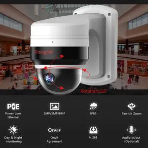 OEM MINI Vandal Proof IK10 Dome 2MP 4K 8MP 5MP POE Camera PT 4XZoom Network Security CCTV Systems