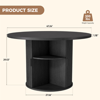 Grande table à manger convertible en bois massif de style farmhouse avec compartiment de rangement à porte coulissante semi-ouverte, moderne, pour entrée, maison, hôtel, atelier