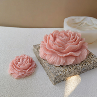 Moule en silicone 3D en forme de pivoine pour bougies parfumées, moule pour ornements en plâtre, moule pour décoration de gâteaux, moule pour pudding au chocolat, moule artisanal