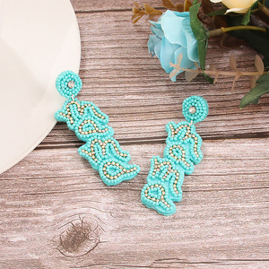 Pendientes colgantes tejidos de latón de moda hipoalergénico Día DE LA MADRE moda mamá carta Color arroz cuentas para mujeres UIONEN 1895 - Product Image 4