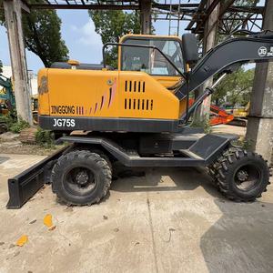 รถขุดไฮดรอลิกแบบมีล้อ ยี่ห้อ Jinggong รุ่น JG75S ขนาด 6 ตัน ใช้เครื่องยนต์ Yunnei เหมาะสำหรับงานก่อสร้างท่อประปาในเขตเทศบาล - Product Image 1