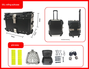 <span class=keywords><strong>Maleta</strong></span> de Aluminio de 55L para Motocicleta, Cajas Traseras con Respaldo para Otras Motocicletas, Caja <span class=keywords><strong>Trasera</strong></span> para Motocicleta con Cierre Antirrobo Seguro - Product Image 2