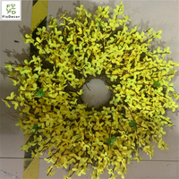Guirlande de fleurs artificielles jaunes de type Forsythia et de jasmin d'hiver avec nœud pour la décoration de porte de maison pour les célébrations