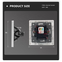 Enchufe de Pared para Computadora RJ45 de Alemania, Estándar Europeo, Enchufe LAN CAT6 de 86*86 mm, Enchufe de Datos y Energía