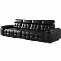 Canapé trois places en cuir véritable, style minimaliste italien, haut de gamme, élégant, luxe léger, nouveau modèle 2026, mobilier de salon, hôtel, centre commercial, fabrication sur mesure Foshan