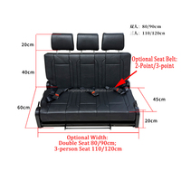 Siège-lit pliable réglable manuellement LXRV, largeur et couleur personnalisables, matériau sur mesure, pour camping-car, fourgonnette, véhicule de loisirs, pour 3 personnes