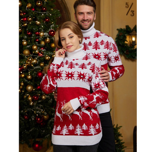 Custom Jacquard Knitted Pullover Turtleneck Ugly <strong>Christmas</strong> Sweater Family Acrylic Unisex <strong>Christmas</strong> <strong>Jumper</strong> for <strong>Couple</strong> - Product Image 2