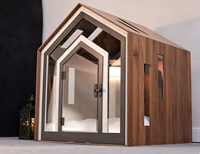 Lit pour chien toutes saisons, chaud en hiver, respirant, avec une porte transparente en acrylique ; Maison interactive en bois pour chien et chat de Shandong