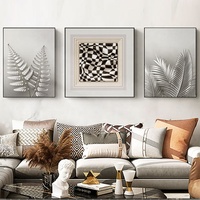 Tableaux décoratifs muraux modernes en feuilles d'argent, affiches et tableaux suspendus en cuir texturé 3D pour salon