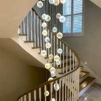 Lampe globe en verre pour salon de loft, duplex, style nordique créatif, lustres pour escalier de restaurant, lampes suspendues