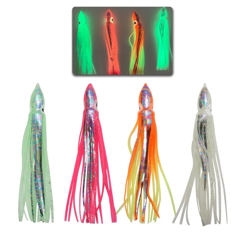 Top Quality Soft Plastic Lure Swim Bait Luminous Octopus Fishing Lures With Skirts