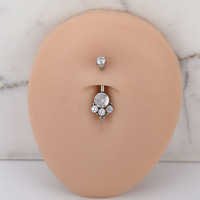 Anneau de nombril en acier inoxydable à filetage interne, personnalisé, de marque, avec strass perforés, pour piercing d'ombligo, vente en gros