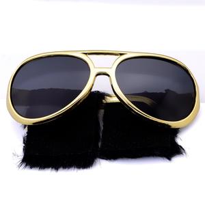 Lunettes de soleil Rock & Roll Lunettes de costume <span class=keywords><strong>Rockstar</strong></span> en or Lunettes de soleil aviateur de célébrités avec barbe attachée Lunettes de soleil de fête - Product Image 4