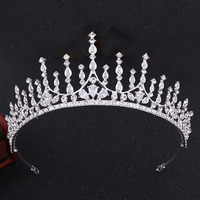 Couronne et couronne de mariée en alliage de zircon géométrique argent et or