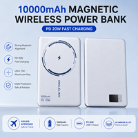 Batterie externe magnétique ultra-fine 10000 mAh, charge rapide sans fil PD 20W, chargeur portable en alliage d'aluminium, OEM ODM, logo personnalisé