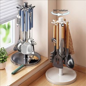 Modern Design Rotating Carbon Steel Kitchen <b>Storage</b> Rack Cutlery Holder Waterproof <b>Tabletop</b> Spoon Organizer - Product Image 1