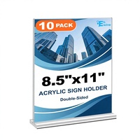 EHWINE Supports de table rectangulaires double face en acrylique poli, lot de 10, transparents, pour photos, menus et prospectus