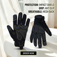 Gants de mécanicien robustes antidérapants, compatibles écran tactile, résistants à l'abrasion, anti-vibrations, anti-chocs, à doigts complets, sans silicone