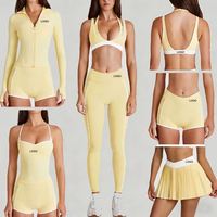 Ensemble de yoga et fitness pour femmes en gros – Tenue d'entraînement 6 pièces : Soutien-gorge de sport push-up sans manches et pantalon de gym très élastique