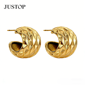 Aros de moda OEM/OEM, impermeables, de acero, chapados en oro, hipoalergénicos, proveedor de joyería, pendientes colgantes de moda para mujer - Product Image 4