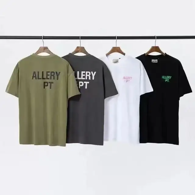 Camiseta de moda masculina com estampa de letras, camiseta casual personalizada de galeria vintage, novo design de roupas de verão para homens por atacado