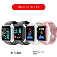 Pulsera Inteligente Y68 con Monitor de Ritmo Cardíaco, Reloj D20 con Correa de TPU en Colores Pastel, Alertas de Salud, Podómetro, Éxito de Ventas Internacional