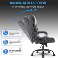 Chaise de bureau rembourrée en cuir reconstitué noir chaise de bureau de direction chaise d'ordinateur de bureau avec fonction inclinable de soutien ergonomique