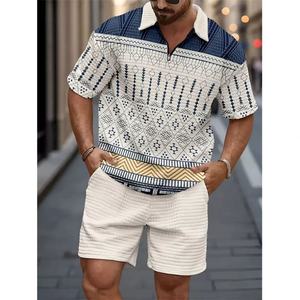 Ensemble tricoté jacquard pour homme Europe-Amérique, décontracté, imprimé, polo en maille à simple boutonnage - Product Image 4