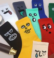 Chaussettes de sport unisexes en coton blanc, noir et jaune, avec logo brodé, jacquard, expression amusante, dessin animé mignon imprimé, pour femmes et hommes