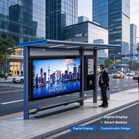 Abri de bus intelligent solaire avec affichage numérique, éclairage LED et construction résistante aux intempéries