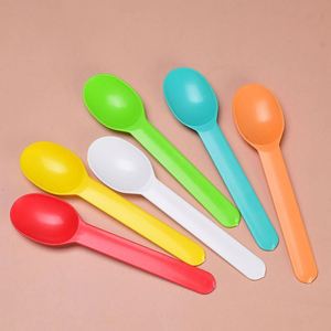 Cuillère à soupe jetable en plastique épaissi avec long manche, cuillère à dessert jetable avec serviette en papier pour la cuisine occidentale - Product Image 2