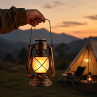 Lanterne de camping rétro rechargeable par USB en ABS avec effet de flamme LED, lampe décorative portable pour la maison