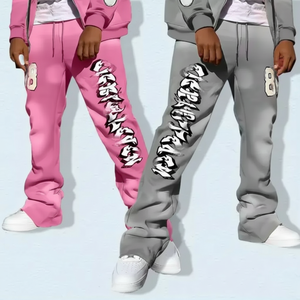 Pantalones Deportivos Acampanados de Estilo Urbano para Hombre, Fabricante Personalizado, Pantalones Joggers Apilados con Cierre Elástico en la Cintura, 100% - Product Image 1