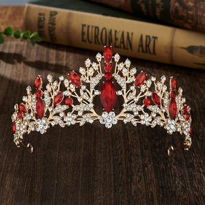 Renkli Rhinestone gelin taç Vintage stil altın alaşım taç düğün güzellik kutlama taçları ve Tiara elbise aksesuarları - Product Image 6