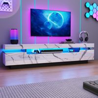 Hochwertiger Holz-TV-Schrank mit offenem Regal und Aufbewahrungsfächern, Blaue Medienkonsole, Moderner Fernsehtisch