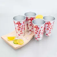 Ensemble de tasses en aluminium de 470 ml à motif de fleurs de cerisier, changeant de couleur, légères, pour café et boissons froides, boîte cadeau pour la maison et le bureau