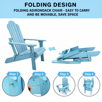 Fauteuil Adirondack moderne imperméable avec coussin, chaises pliantes en plastique imitation bois, mobilier d'extérieur pour parcs et hôtels