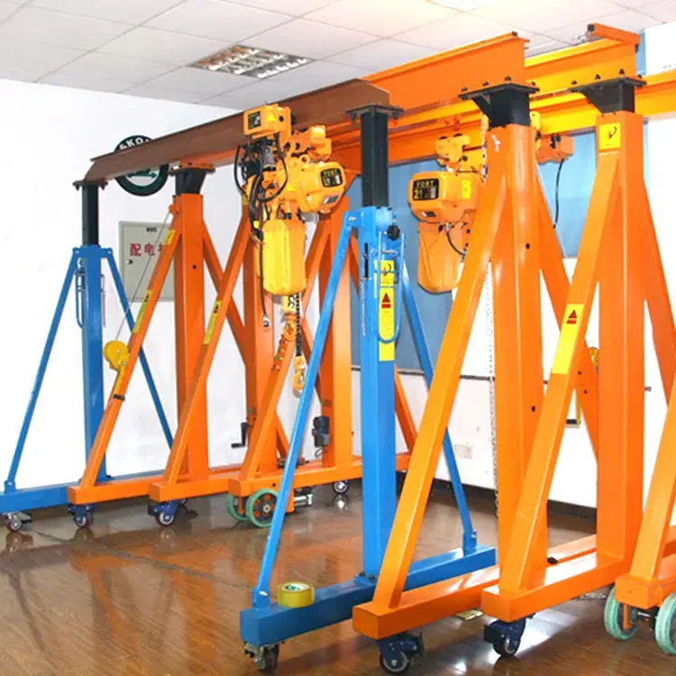 high quality 2 ton light weight portable electric manual mobile hoist gantry crane