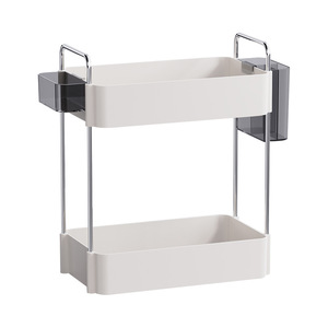Double Layer Kitchen Spice Rack Desktop Storage Organizer With Metal Frame For Bathroom Sink And Counter Use - Product Image 1